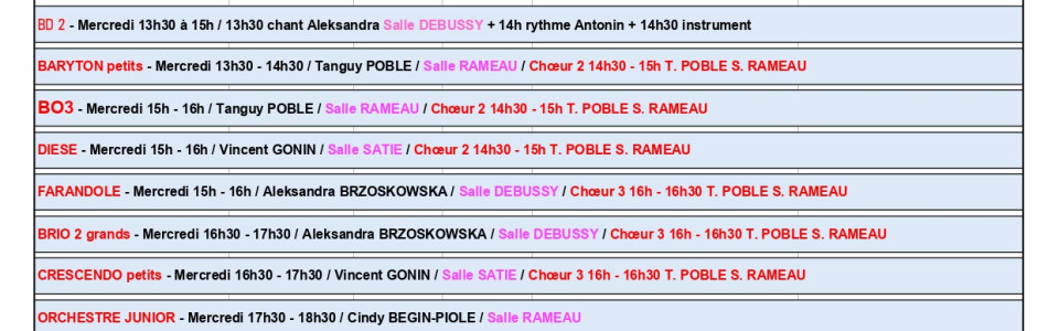 Les horaires FM